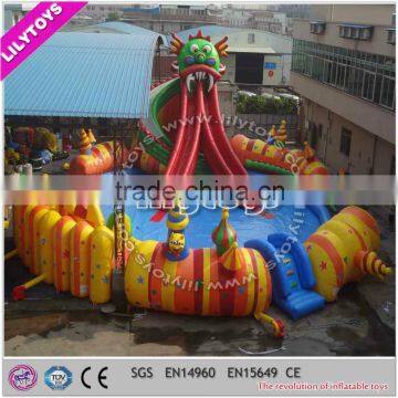 monster theme giant commercial water park with swimming pool and slides/inflatable water park for sale,