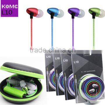 Mini gift colorful earphone with LED flash light