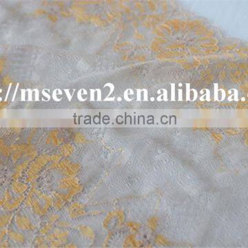 100% Embroidery Latest Design in Gold Color Fower Elastic Band Lace Frontal for Dress photo-3