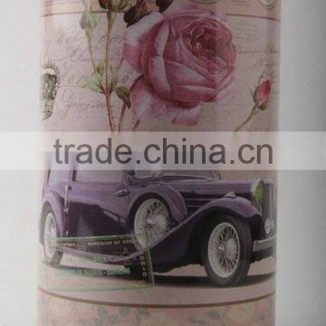 CF113 Big Size Disposable Metal Money Box with Vintage Car and Red Rose Picture