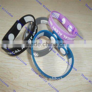 Wholesale souvenir cheap custom silicone medical id bracelets