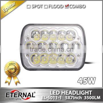 5x7in high power45W LED Headlight Replacement 4X4 SUV Offroad 4WD Truck fog Driving Lamp