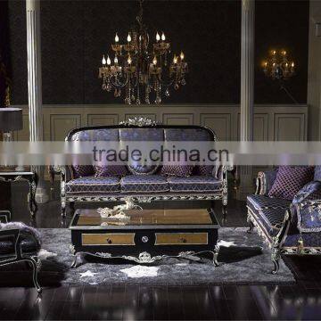 Neo Classic Elegant Purple Sofa Seat Set, Exquisite Carved Mahongany Sectional Sofa Set, Hanging Tassel Deco Sofa Set