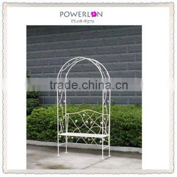 Western white garden arch with bench