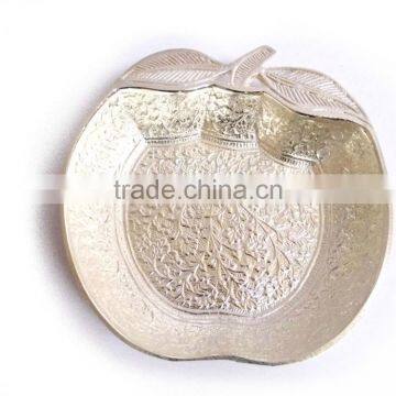 Low price wedding gift item, return gift, home decoration brass silver plated fruit tray