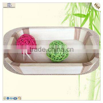 Handle Hole Heart Carving Waving Edge Wooden Tray photo-4