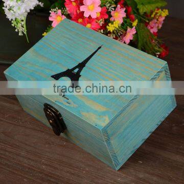 N535 Hot Sell Wooden Storage Box Effel Printing Retro Sundries Holder Box photo-6