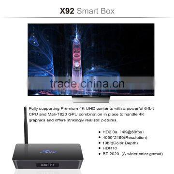 Latest Amlogic S912 64bit Octa-core 2G 16G X92 S912 android 6.0 marshmallow tv box