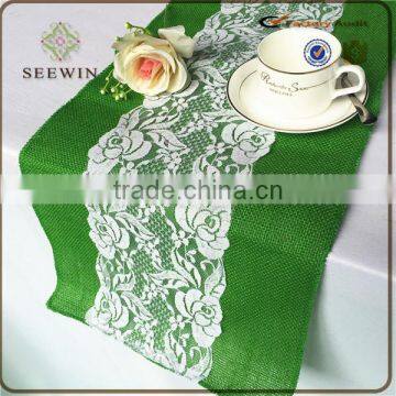 Hessian Burlap With Lace Table Runner / Wedding Decoration Table Runner photo-5