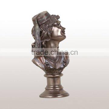 Imitation Bronze Color Resin Female Bust Sculpture for Home Decoration photo-4