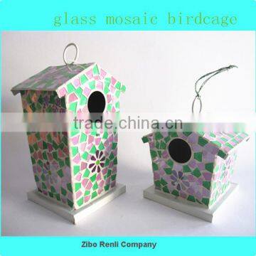 Personalized Hanging Art Decor Novelty Mosaic Birdcage Flying Bird Feeder