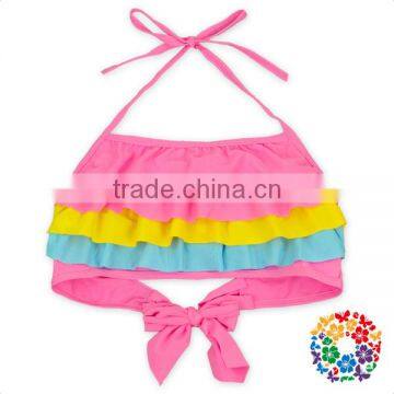 Toddler Girls Summer Beachwear Swimsuit Ruffle Tie Back Bikini Swimwear photo-5