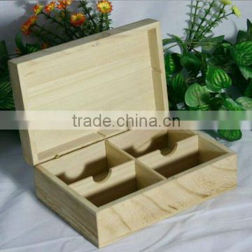 unfinished paulownia wooden tea box