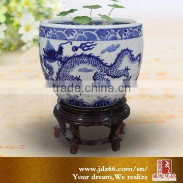 Chinse style excellent quality handpainted dragon blue white porcelain flower pots