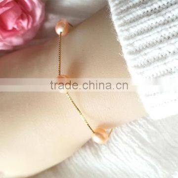 8-9mm Pink Rice Shape Freshwater Pearl Bracelet photo-3