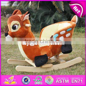2017 New Design Lovely Plush Deer Toddlers Wooden Rocking Animals W16D074 photo-3