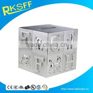 Cube Silver Alphabet and Animal Money Bank/coin Bank Box for Kid Christmas Gift photo-4