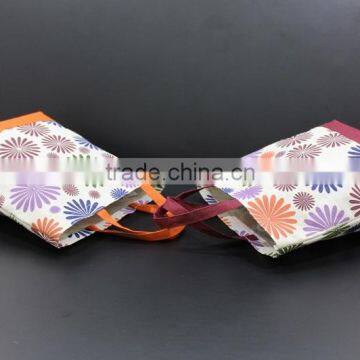 Flora Print Jute Shopping Bag With Bottom One Color Fabric Jute photo-2