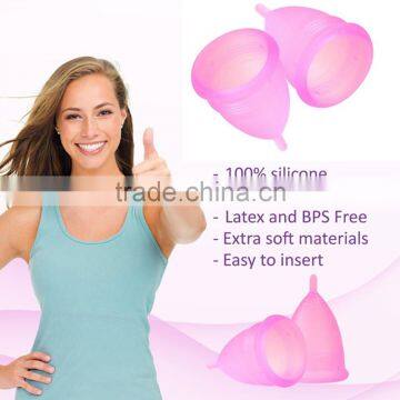 Free Sample Six Colors Reusable Big Size Medical Silicone Menstrual Cup