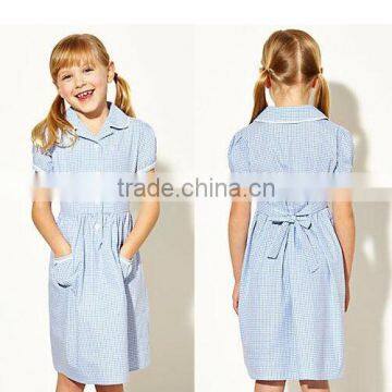 Girls School Uniform Custom Guangzhou Factory Fashionable Cotton Summer Primary Uniform Designs Dress