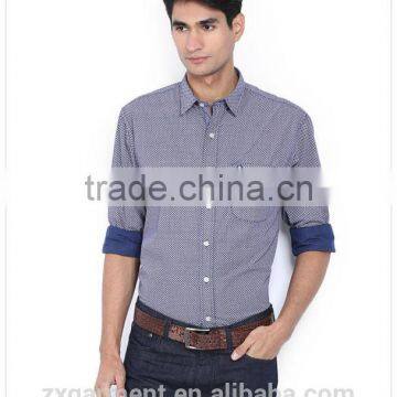 2017 NEW Indian Fashion Long Sleeve Blue Stripes French Cuff Button-down Collar Casual Man Shirt photo-2