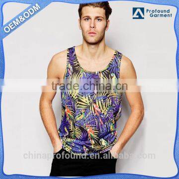 wholesale custom design pictures all over sublimation printed tank top mens fashion