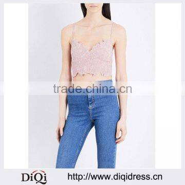Customized Wholesale Lady's Apparel Fashion Simple Knitted Sweetheardt Neck Embroidered Bralet(DQM007T)