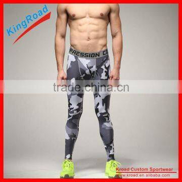 Custom printed mens sport fashion leggings, plus size