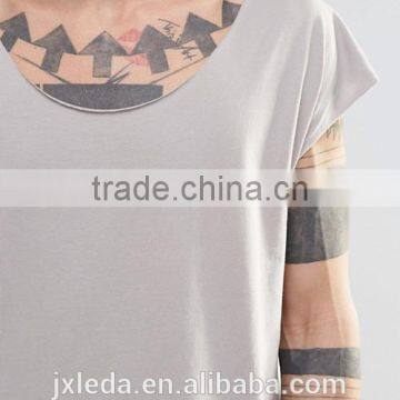 Men 100% Cotton Oversized Scoop Neck Sleeveless Grey T-shirt 2016 photo-3