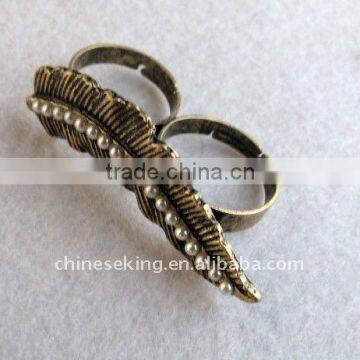 metal alloy double rings, hot two vintage rings,exotic finger rings