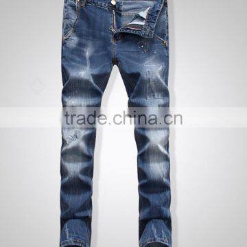 The new fashion popular have paint splash the European and American style washed men jeans