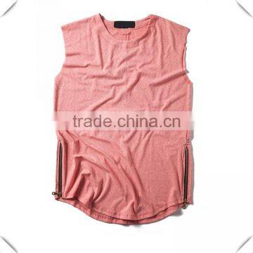 100% fast delivery quality guarantee Athlete fitness gym full back sleeveless shirts tank tops with side seams zip