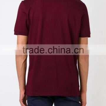 China Manufacturer Good Quality Red Cotton Zig Zag Trim Polo t Shirt With Pocket photo-4