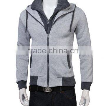 Wholesale Zipper up Men Plain Hoodies photo-3