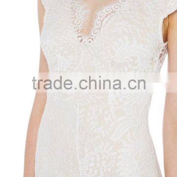 High Quality Short Sleeve Out Mini Lace Sexy Evening Dress photo-5