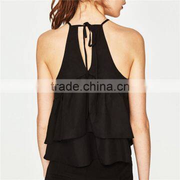 Top Selling Products 2017 Hip-length Poplin Halter Top With no Sleeves photo-3