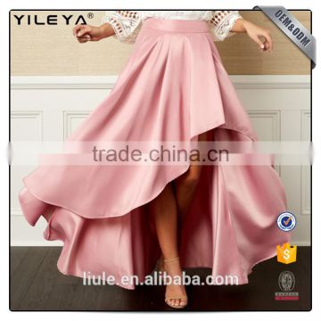 soft satin used short front long back pink women open front skirt