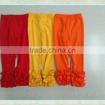 2017 Wholesale Triple Ruffle Icing Pants Girls Sew Sassy Cotton Icing Ruffle Toddler Leggings photo-2