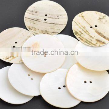 44mm 1.75inch Big Natural Shell Buttons 2-hole Thin Mother of Pearl Buttons Decoration SHELL-005 photo-2