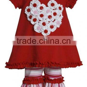 Girls valentine day outfit set,ruffle baby valentine clothing M5040810