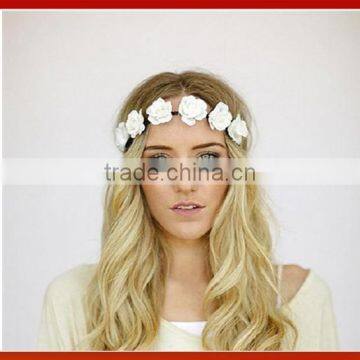 Creamy White Flower Rose Ribbon Half Crown Headband Princess Crown Headband Girls Crown Headband