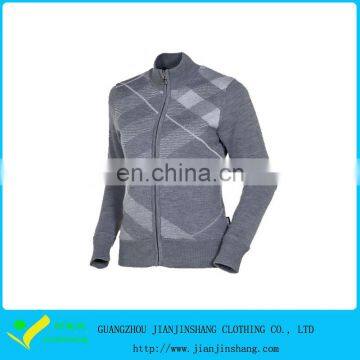 Woman's Slim Fitted Printed Zipper Up Printed Knitwear Cardigoan Manufacturers