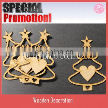 10cm Christmas tree decorations with heart MDF Birch Plywood Laser Cut Wooden Shape