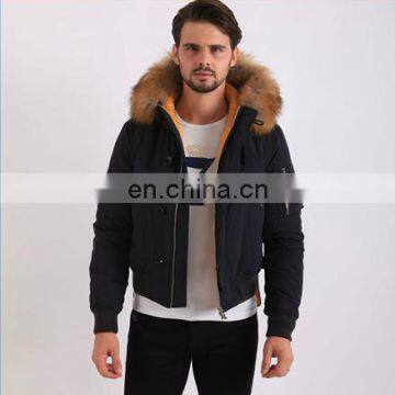 real fox fur collar hoodied winter men's jacket