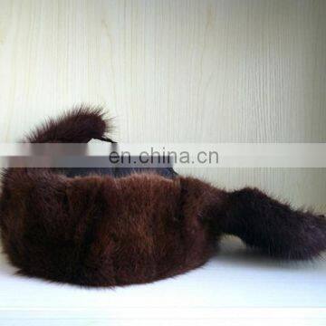Muskrat Fur Trapper Hat With Cloth Top for Winter Wear photo-4