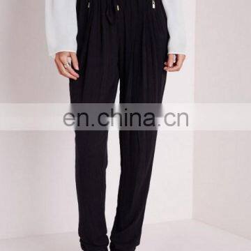 Hottest Ladies Casual Trouser Design Muslin Tapered Trousers Black photo-2