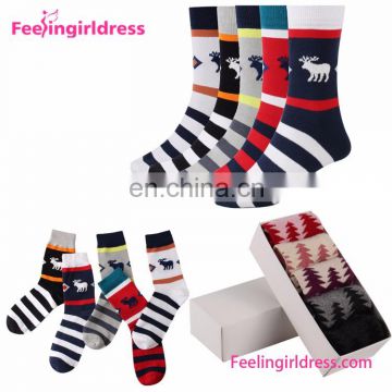 Custom Private Label Socks Christmas Deer Stripe Men Socks China