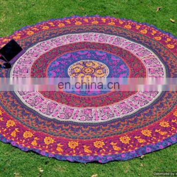 Indian Hippie Mandala Round Beach Throw Bohemian Hippie Cotton Handmade Wall Hanging Table Cover Yoga Mat Beach throw