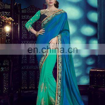 Designer Lace Embroidered Work Fancy Saree