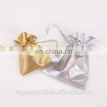 2015 wholesale santa bag with drawstring golden organza pouch